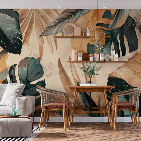 Frunze tropicale în splendoare artistică Fototapet Frunze tropicale în splendoare artistică