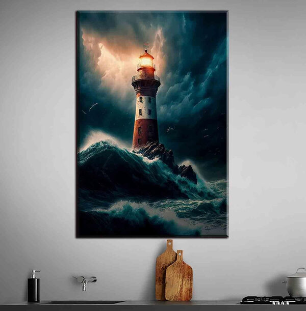 Canvas prints Lighthouse in the ocean Tablouri Canvas prints Lighthouse in the ocean