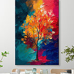Tablouri Canvas prints Painting of a tree with orange and blue leaves