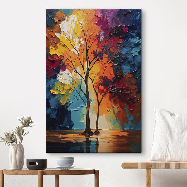 Canvas prints Painting of trees with colorful leaves Tablouri Canvas prints Painting of trees with colorful leaves
