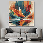 Tablouri Canvas prints Sailboat on water with colorful clouds