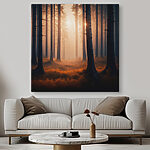 Tablouri Canvas prints Forest with trees and fog
