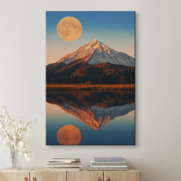 Canvas prints Mountain with a moon in the sky Tablouri Canvas prints Mountain with a moon in the sky