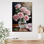 Tablouri Canvas prints Vase of pink roses