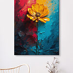 Tablouri Canvas prints Yellow flower on a blue and red background