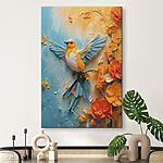 Tablouri Canvas prints Bird on a branch with flowers