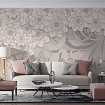 Fototapet Design elegant cu model floral monocrom.