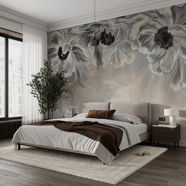 Ethereal Floral Grayscape Fototapet Ethereal Floral Grayscape