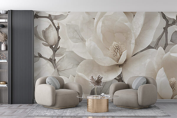 Magnolii elegante în tonuri atenuate Fototapet Magnolii elegante în tonuri atenuate