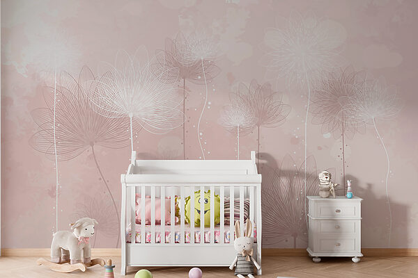 Fototapet Fototapet Flori elegante care dansează în blush (SKU: w01645v3)