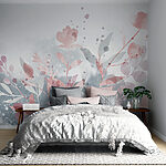 Fototapet Design floral roz și gri