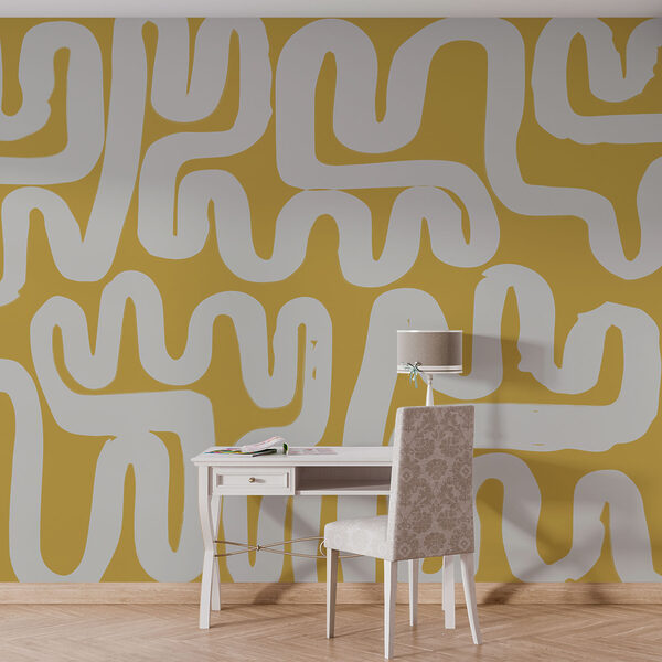 Fototapet Labirint alb și galben