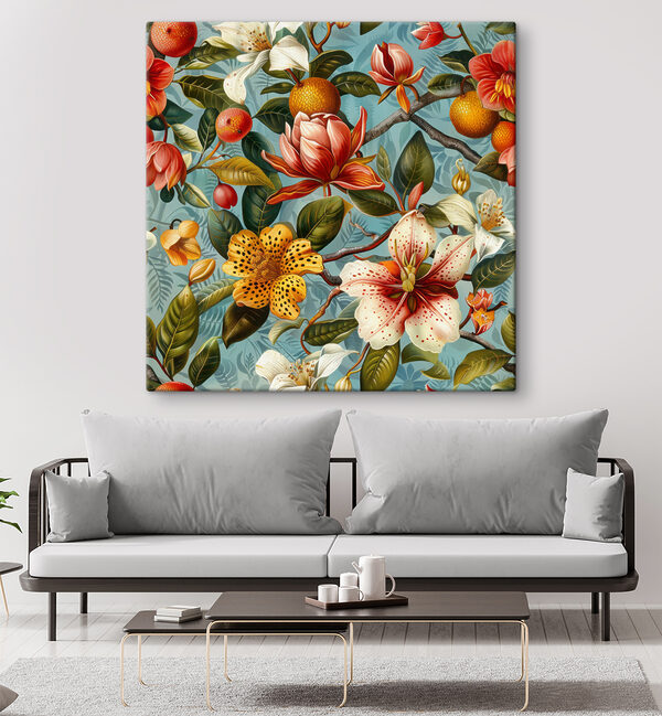 Model floral cu portocale și flori Tablouri Model floral cu portocale și flori