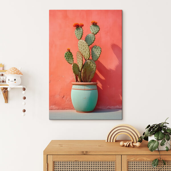 Cactus într-un ghiveci lângă un perete Tablouri Cactus într-un ghiveci lângă un perete