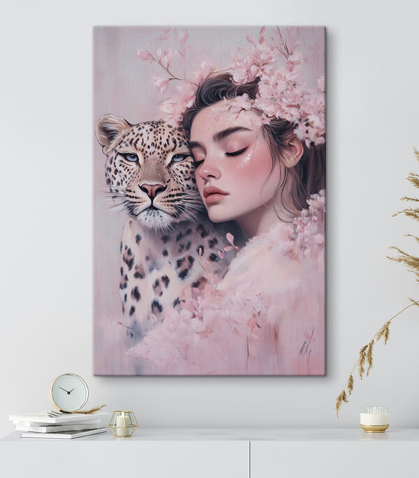 Femeie cu un ghepard Tablouri Femeie cu un ghepard