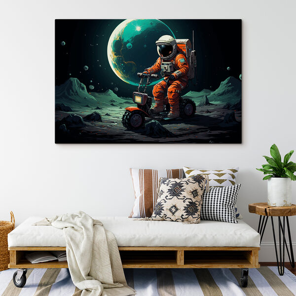 Tablouri Tablouri Un astronaut pe un scuter pe Lună (SKU: s40837)