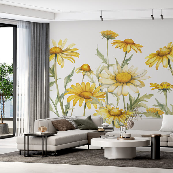 Fototapet Grup de flori galbene