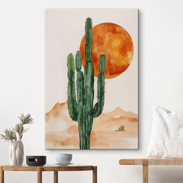 Pictura unui cactus și a unui soare Tablouri Pictura unui cactus și a unui soare