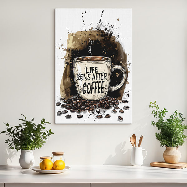 Cană de cafea cu un lichid aburit în ea Tablouri Cană de cafea cu un lichid aburit în ea