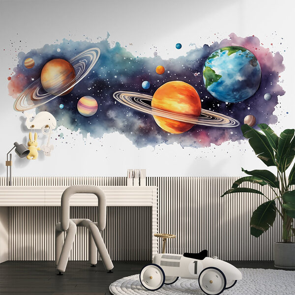 Planete și stele în spațiu Fototapet Planete și stele în spațiu