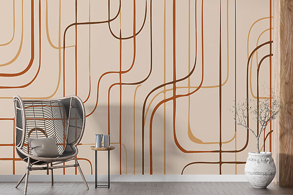 Fototapet Linii maro pe un fundal bej