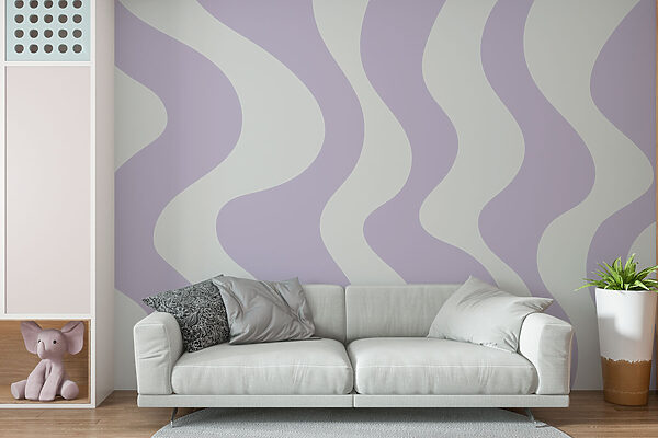 Linii ondulate violet și alb Fototapet Linii ondulate violet și alb