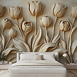 Fototapet Elegant Bej Tulip Sculpturi Bloom