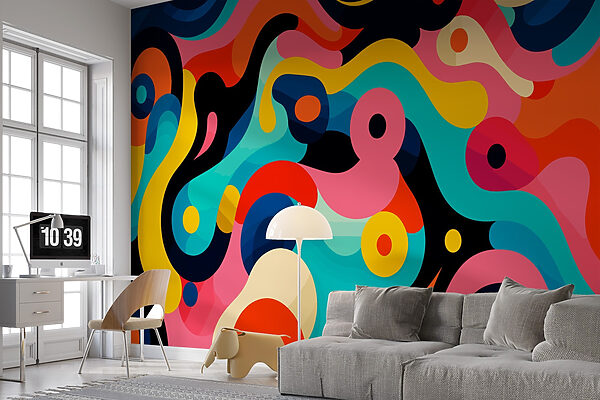 Fototapet Model colorat cu cercuri și puncte