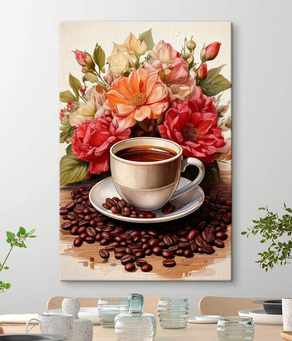 Ceașcă de cafea și flori Tablouri Ceașcă de cafea și flori
