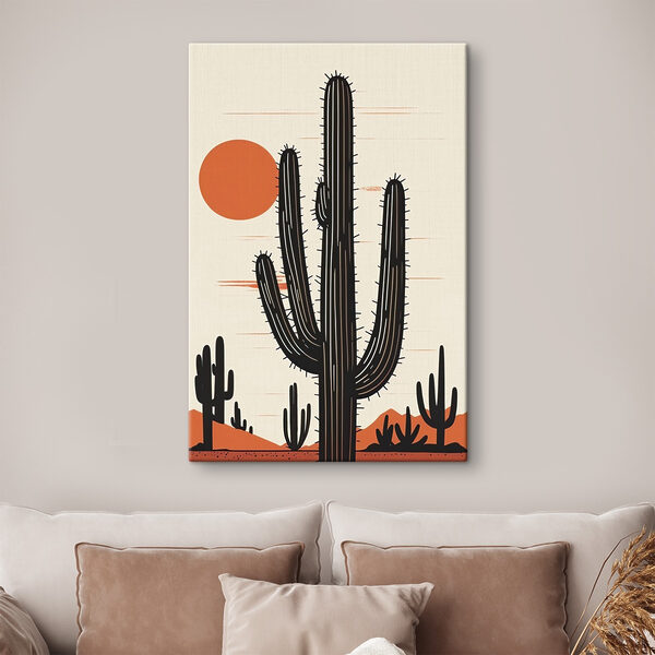 Cactus cu un soare în fundal Tablouri Cactus cu un soare în fundal