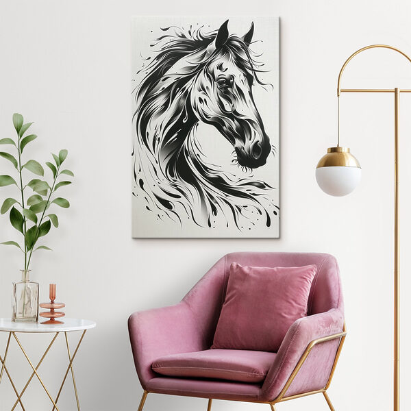 Tablouri Tablouri Desen alb-negru al unui cal (SKU: s41422)