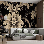 Fototapet Design floral elegant pe fundal negru