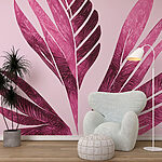 Fototapet Design vibrant cu frunze roz