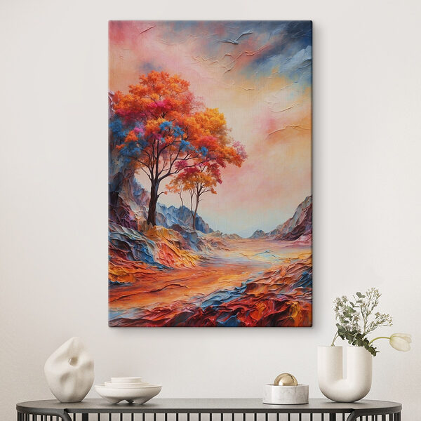 Pictura unui copac cu frunze colorate Tablouri Pictura unui copac cu frunze colorate