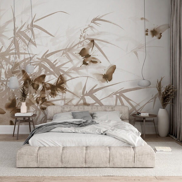 Fototapet Fluturi pe o suprafață albă