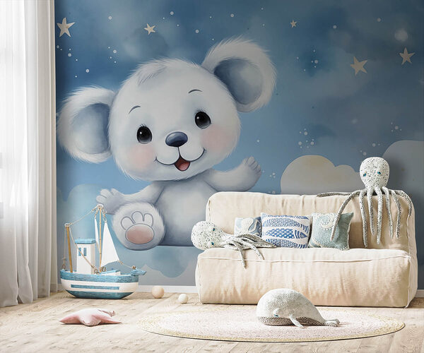 Desen animat al unui urs alb Fototapet Desen animat al unui urs alb
