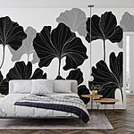 Fototapet Design floral alb și negru