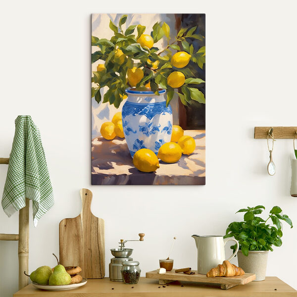 Pictură de lămâi într-o vază Tablouri Pictură de lămâi într-o vază