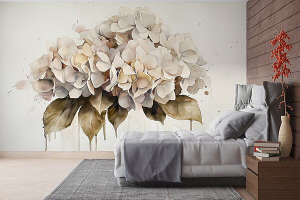 Pictura unui buchet de flori albe Fototapet Pictura unui buchet de flori albe