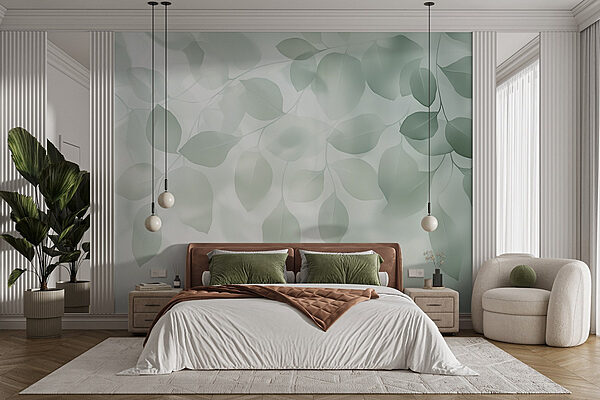 Fototapet Frunze translucide pe fundal moale