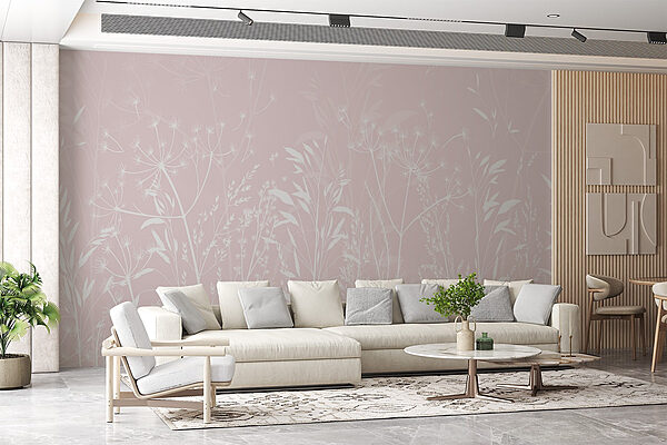 Delicate flori pe fundal roz moale Fototapet Delicate flori pe fundal roz moale