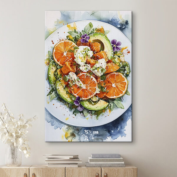 Farfurie de mâncare cu portocale și avocado Tablouri Farfurie de mâncare cu portocale și avocado