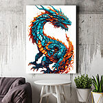 Tablouri Dragon albastru și portocaliu