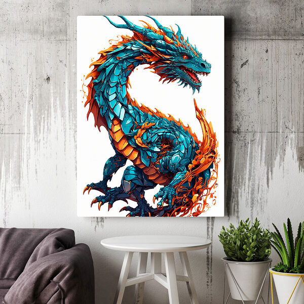 Dragon albastru și portocaliu Tablouri Dragon albastru și portocaliu
