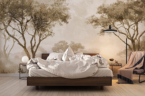 Fototapet Grup de copaci pe un câmp