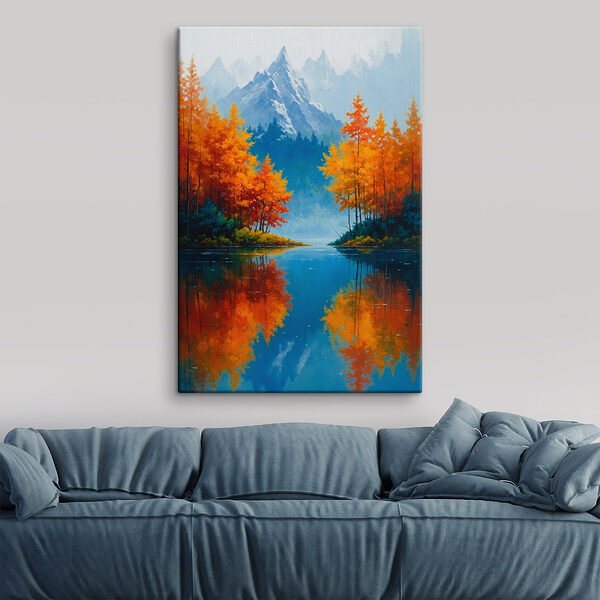Pictura unui munte și copaci Tablouri Pictura unui munte și copaci