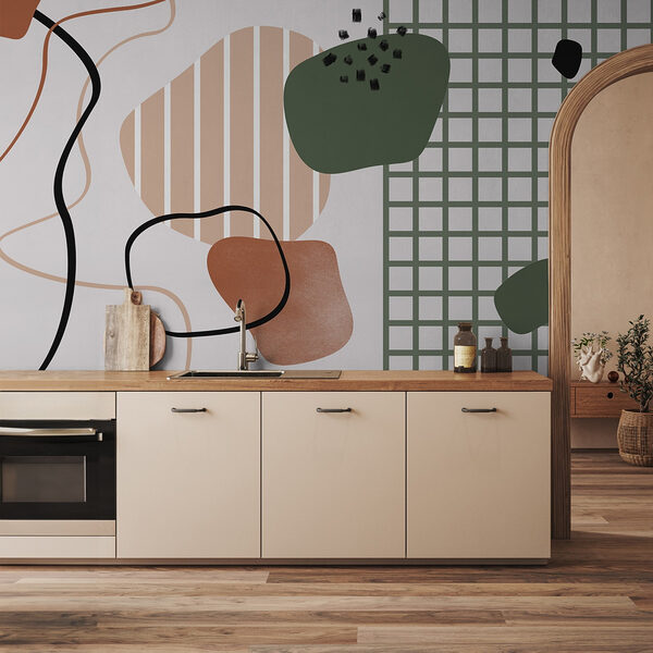 Model colorat cu linii și puncte negre Fototapet Model colorat cu linii și puncte negre