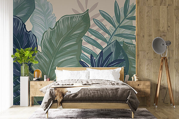 Design vibrant cu frunze tropicale Fototapet Design vibrant cu frunze tropicale