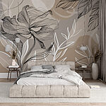 Fototapet Delicate florale line art design