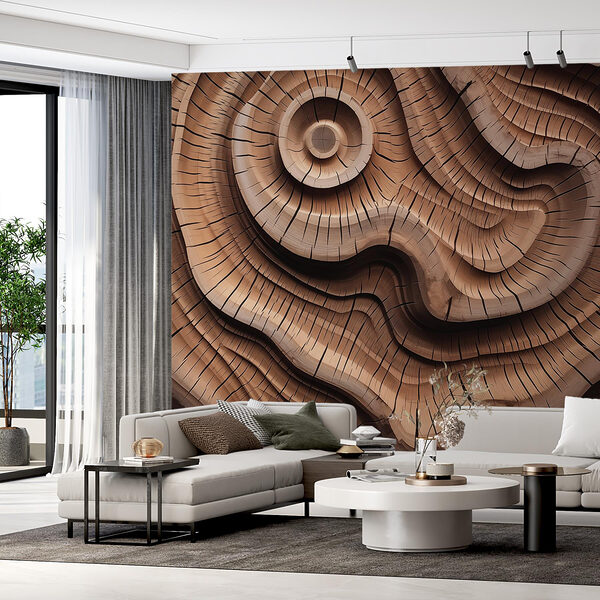Sculptură în lemn cu un model spiralat Fototapet Sculptură în lemn cu un model spiralat